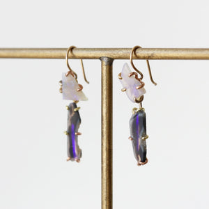 Double Opal Drop Earrings