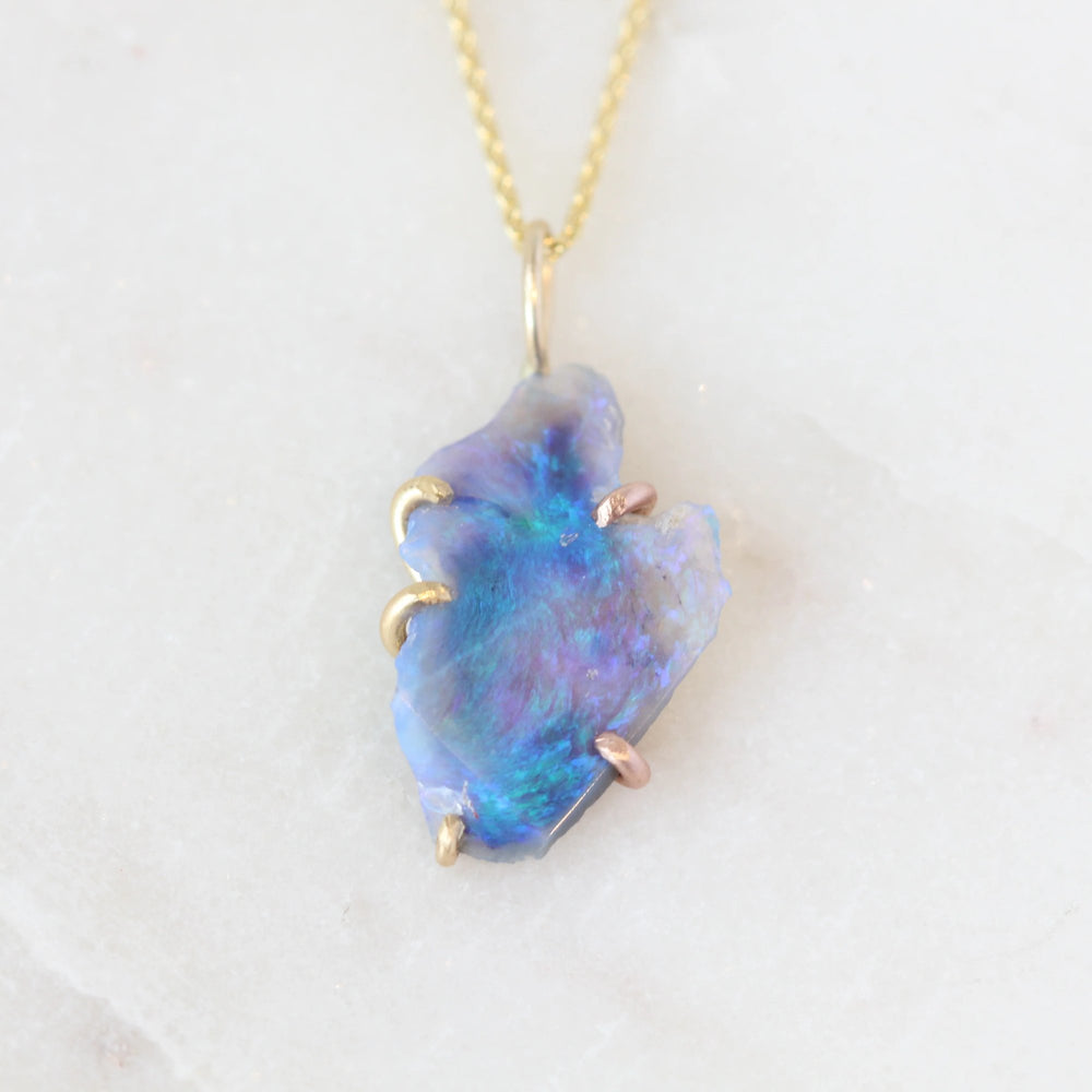 Blue Australian Opal Pendant Necklace