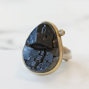 Andradite Ring with Diamond