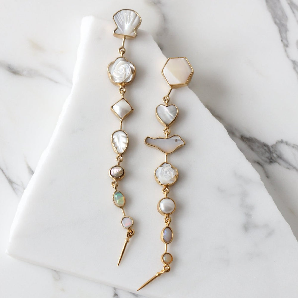 Pearl and Shell Drop Earrings