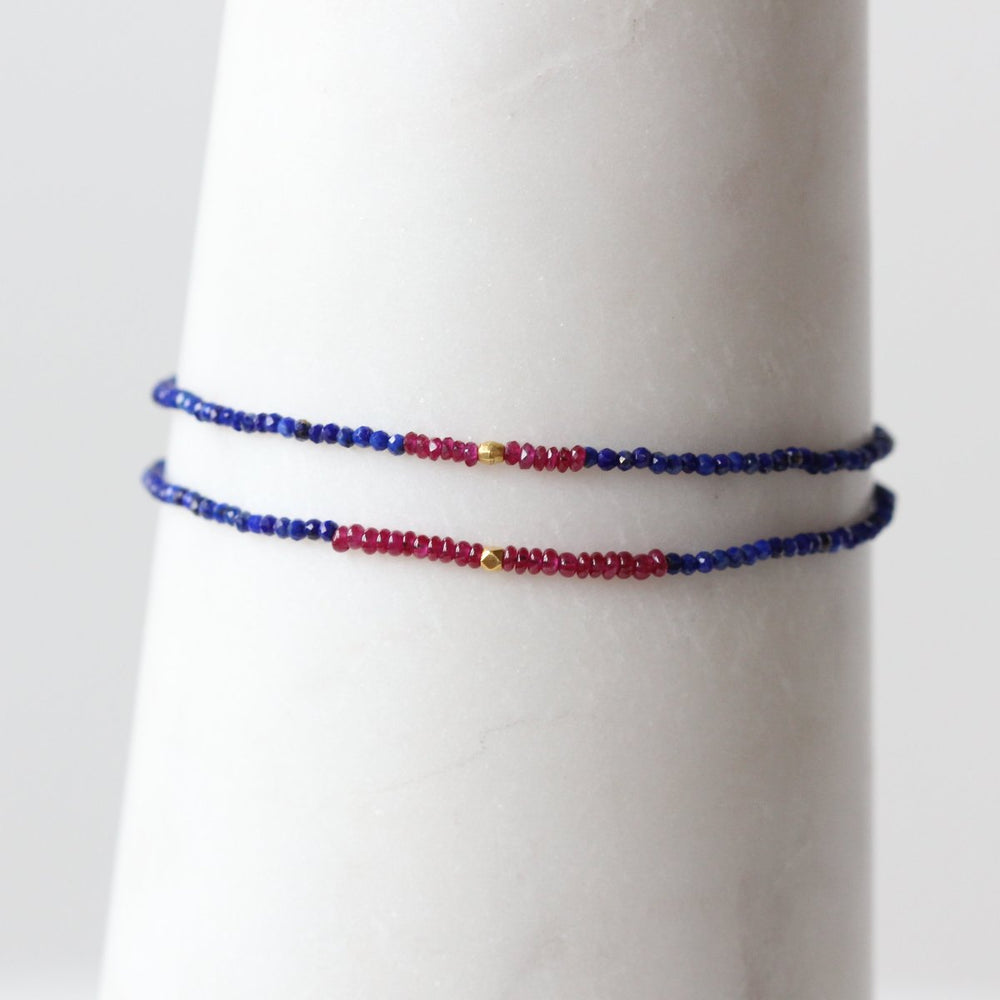 Lapis and Ruby Bracelets + 22K