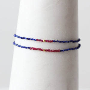 Lapis and Ruby Bracelets + 22K