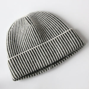 Seafarer Cashmere Beanie - Green/Cream