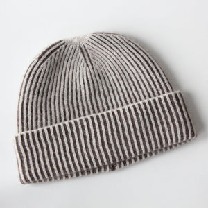 Seafarer Cashmere Beanie - Brown/Cream