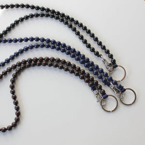 Perlen Long Keychain - Dark Brown/Blue