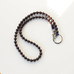 Perlen Long Keychain - Dark Brown/Blue