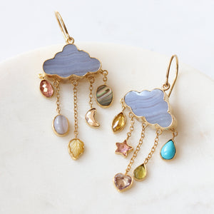 Agate Cloud & Rain Chain Drop Earrings