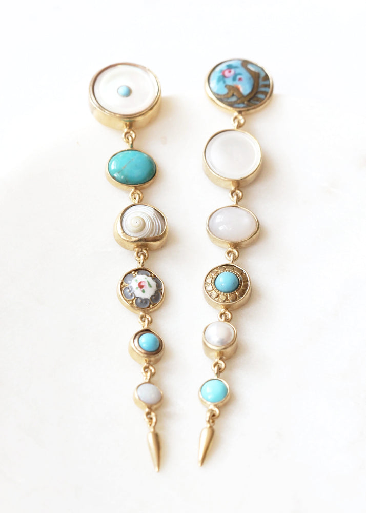 Multi Drops with Victorian Drop Earrings - Turquoise
