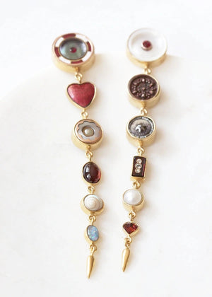 Multi Drops with Victorian Drop Earrings - Garnet