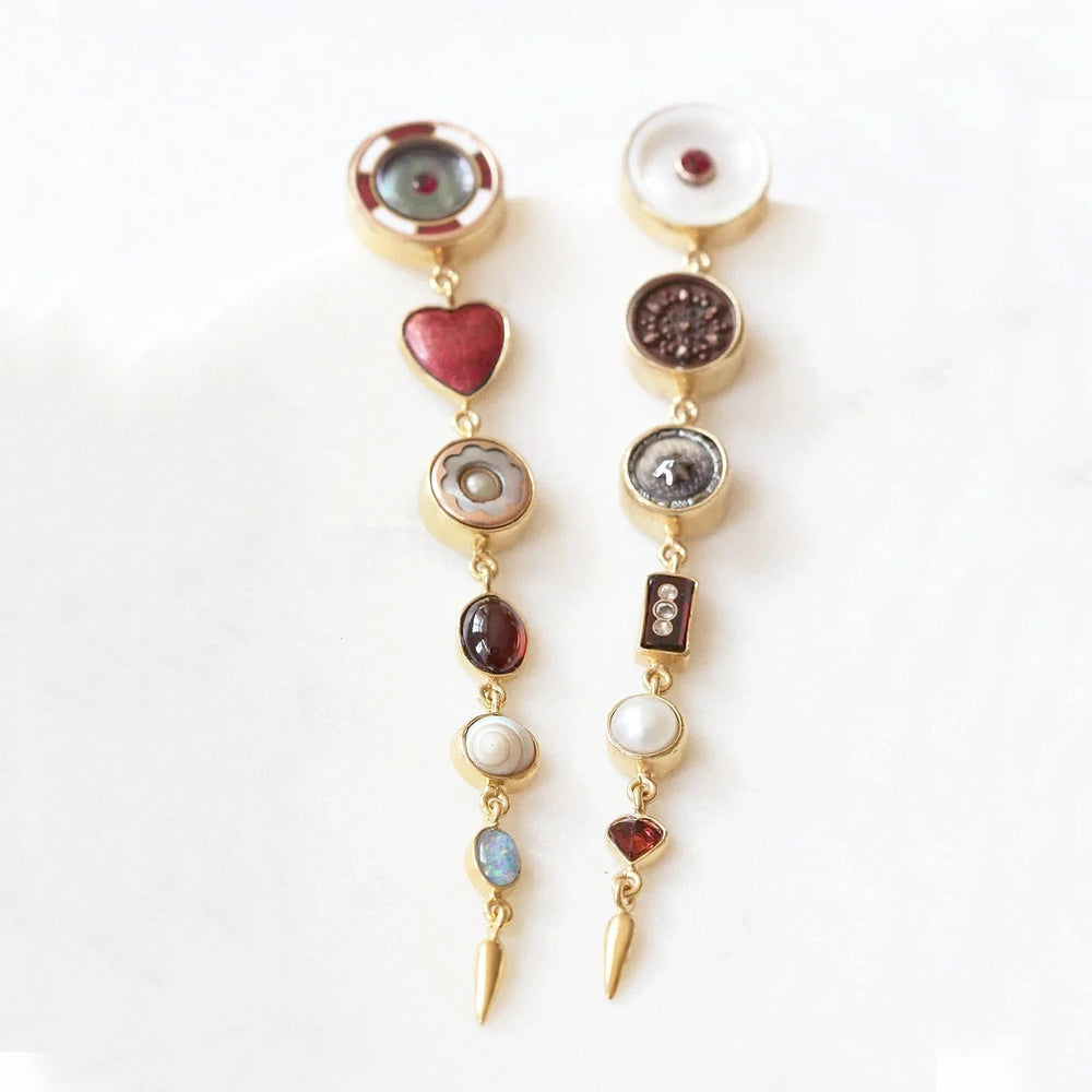 Multi Drops with Victorian Drop Earrings - Garnet