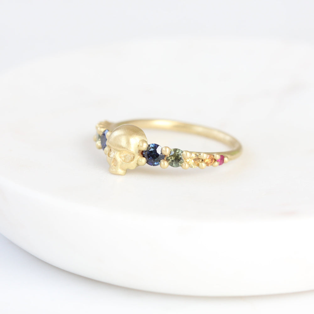 Love Dusk Rainbow Skull Ring