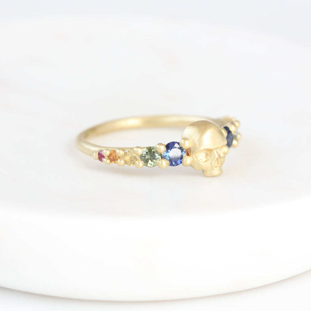 Love Dusk Rainbow Skull Ring