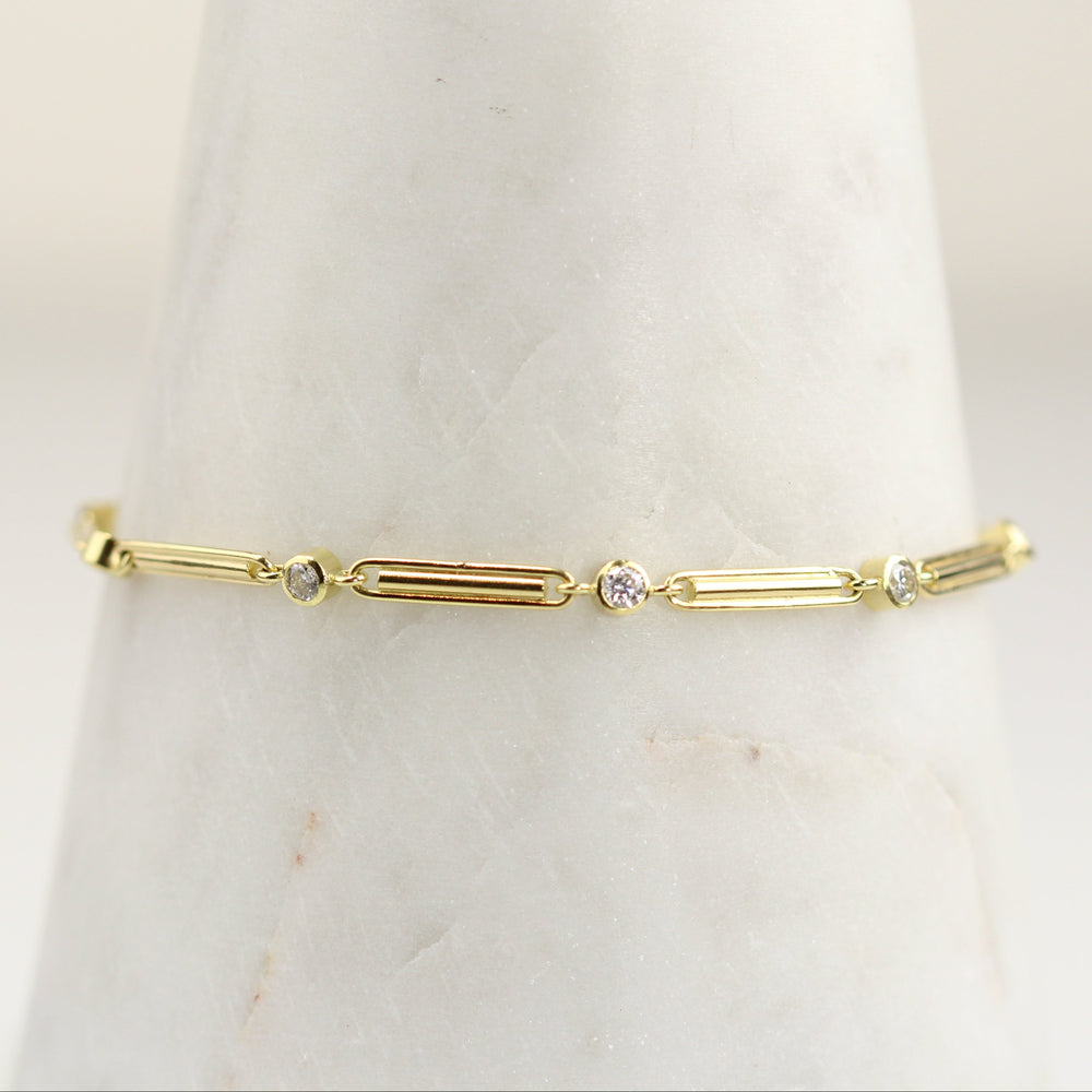 Heavy Trombone Bracelet with Diamonds