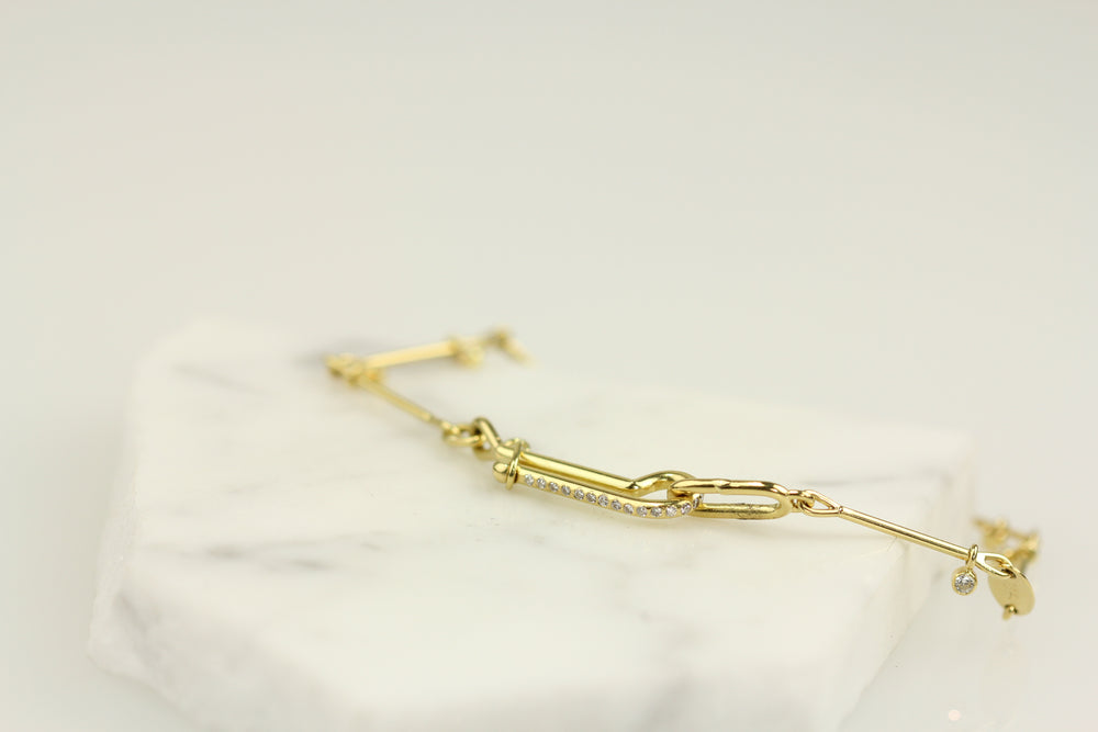 Needle Eye Chain Bracelet - Medium Weight with Diamonds