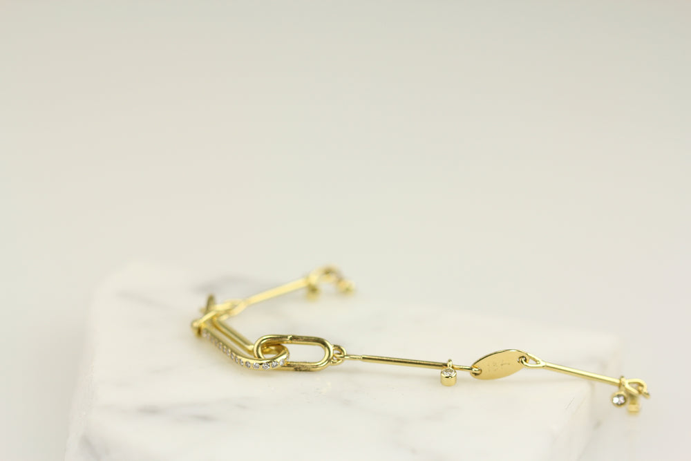 Needle Eye Chain Bracelet - Medium Weight with Diamonds