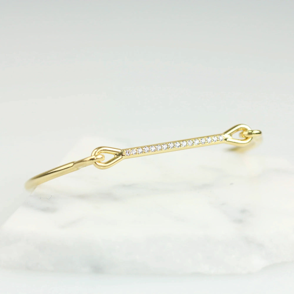 Single Line Pavé Needle Eye Cuff