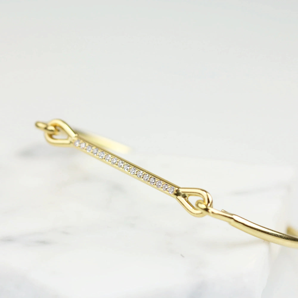 Single Line Pavé Needle Eye Cuff