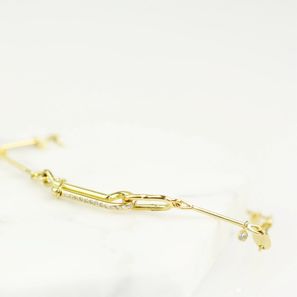 Needle Eye Chain Bracelet - Medium Weight with Diamonds