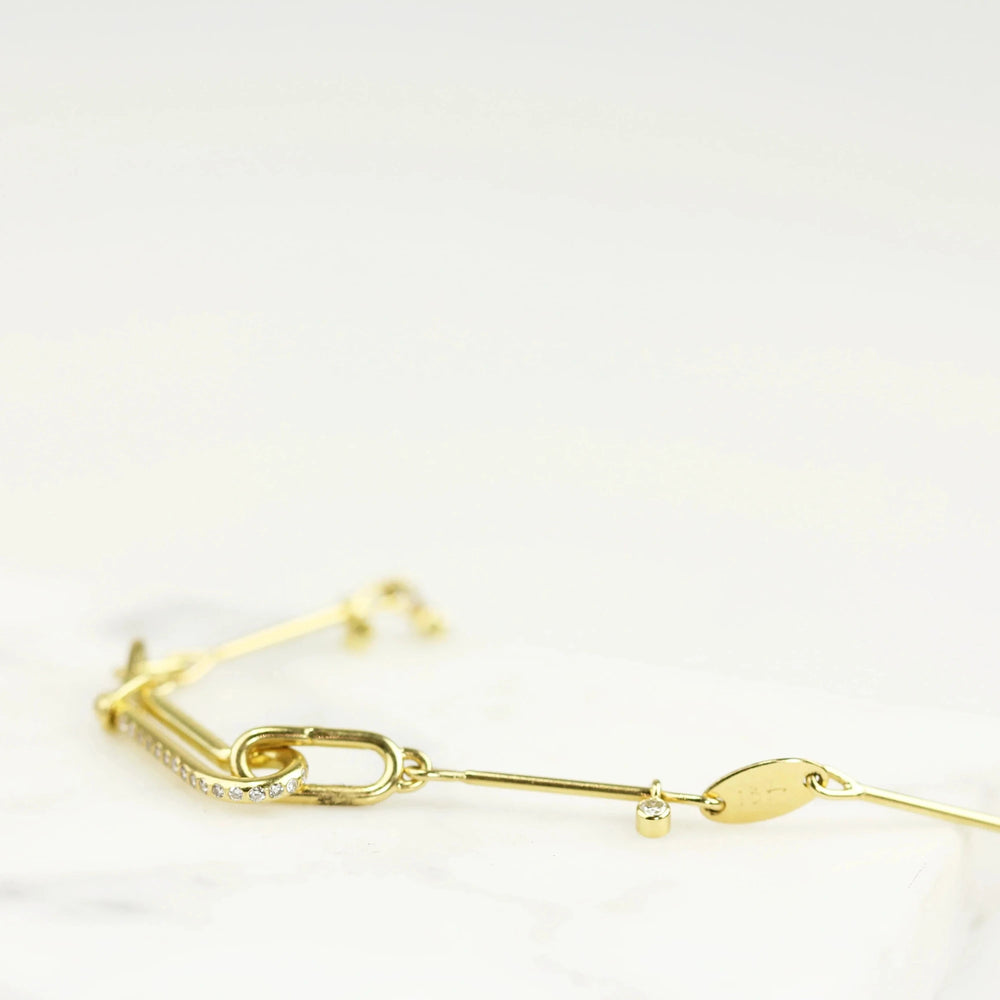 Needle Eye Chain Bracelet - Medium Weight with Diamonds