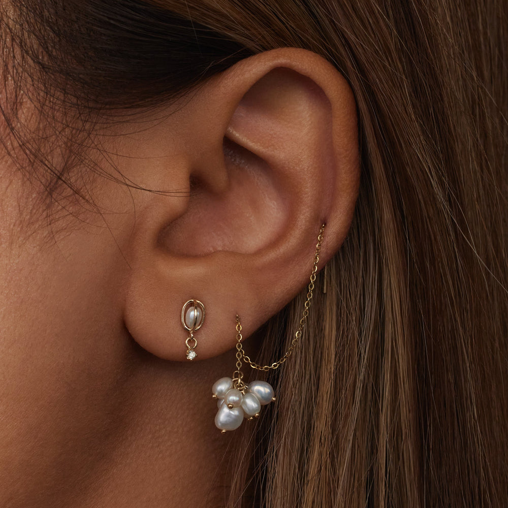 Caged Pearl and Diamond Drops