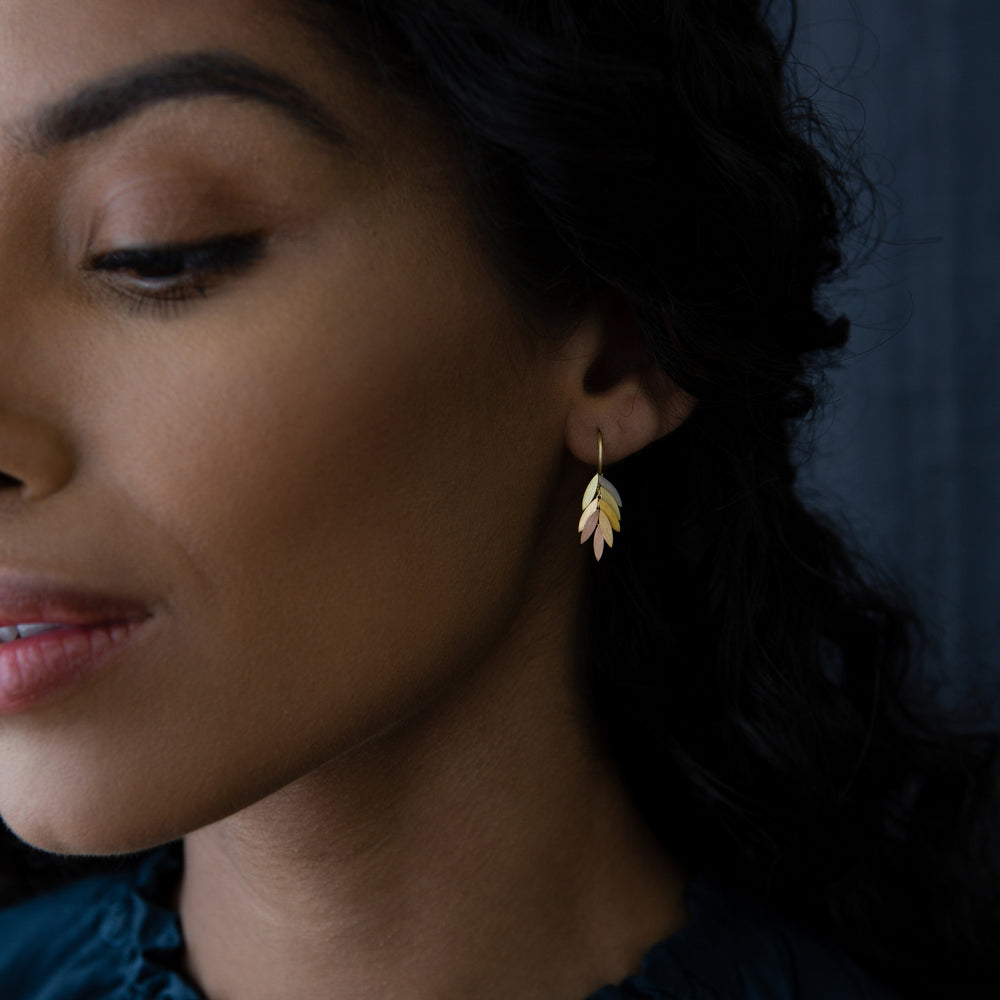Small Rainbow Leaf Earrings