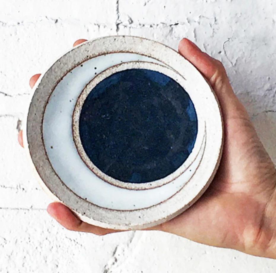 Crescent Stoneware Dish - Indigo