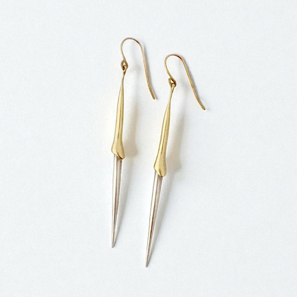 Bionic Brass/Silver Quill Earrings