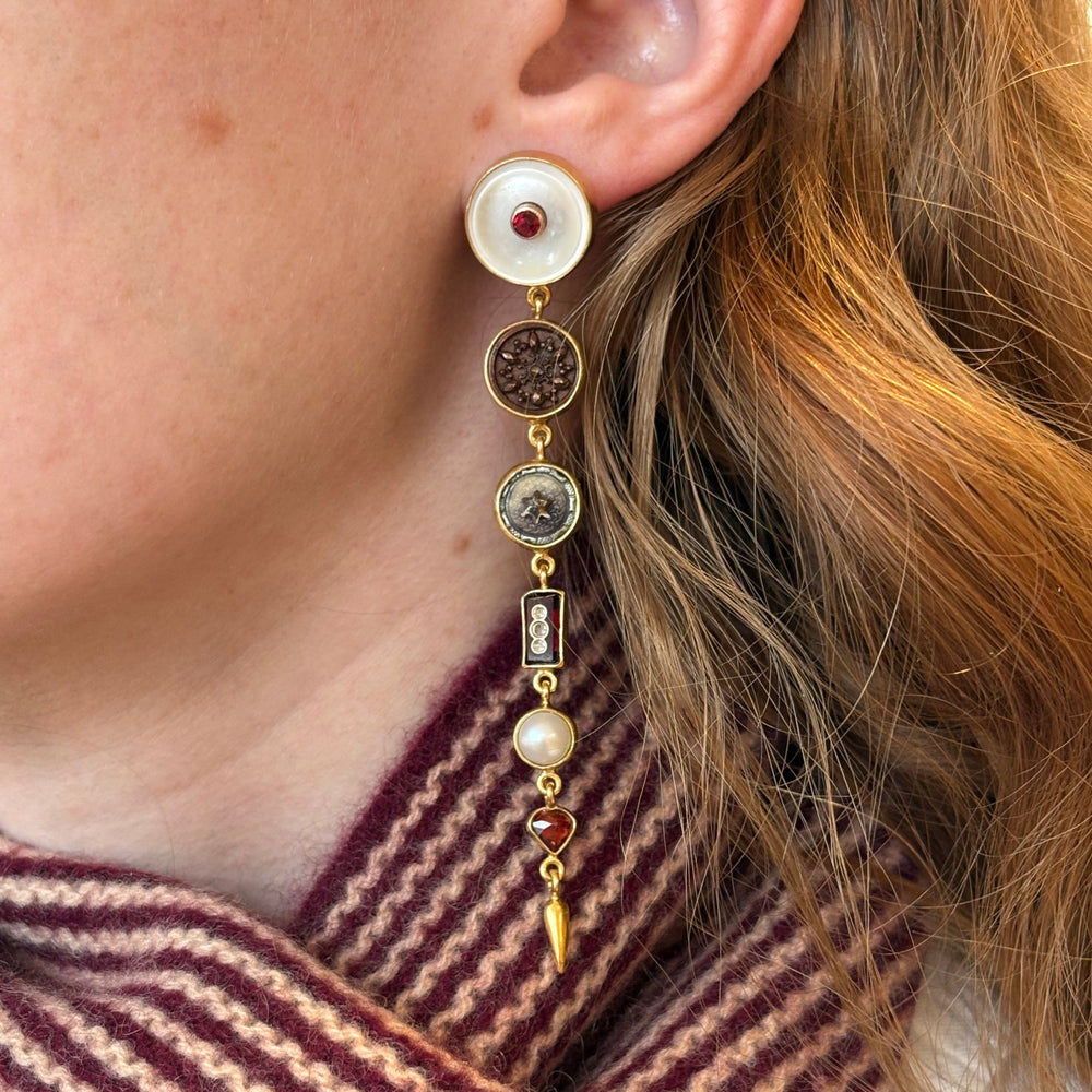 Multi Drops with Victorian Drop Earrings - Garnet