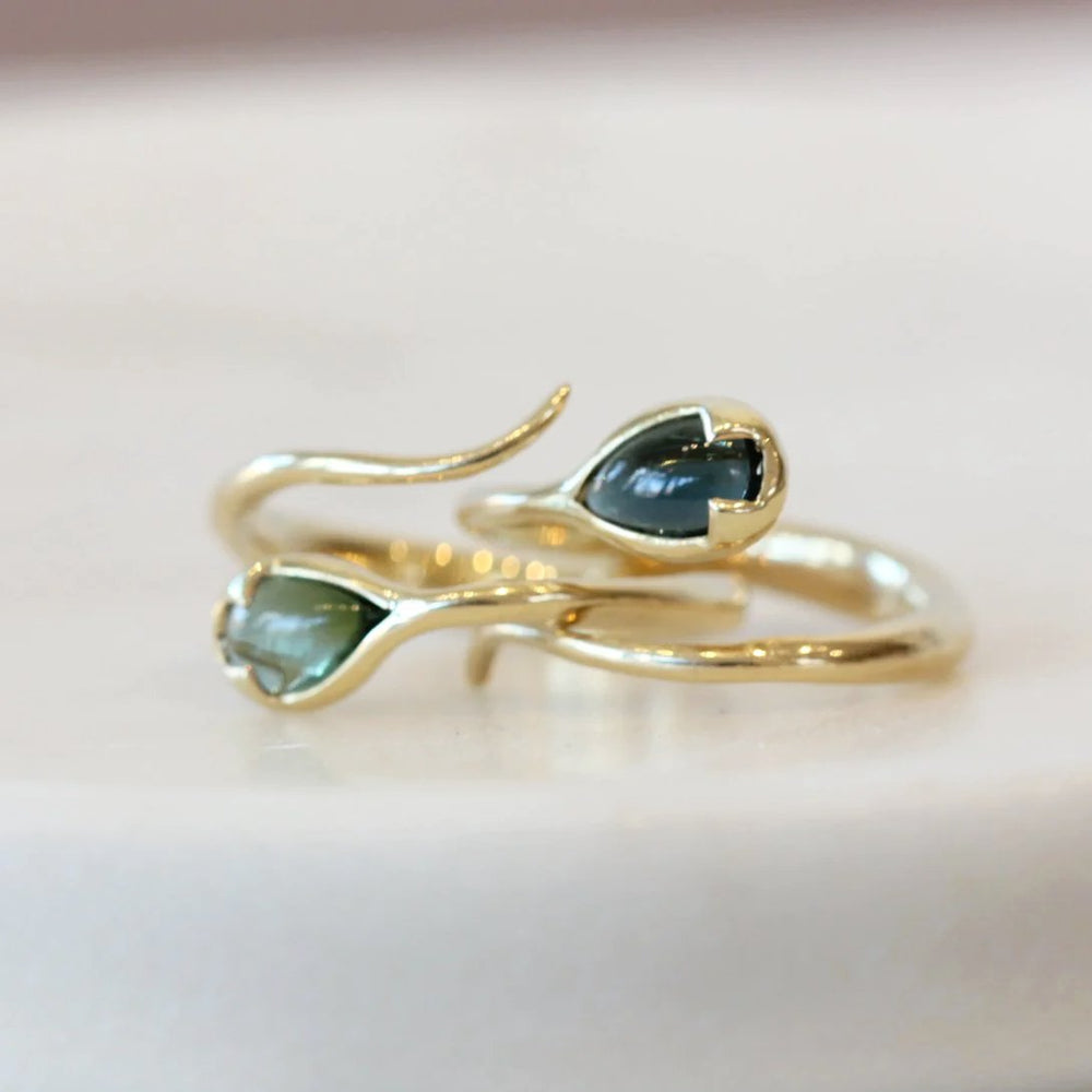 
            
                Load image into Gallery viewer, Blue Tourmaline Serpent Ring
            
        