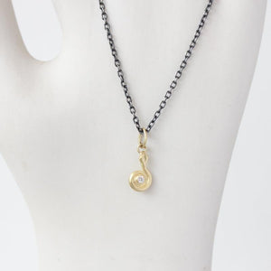 18k Coiled Serpent Pendant with Diamond