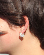 Small Cloud Hoops with Rainbow Moonstone