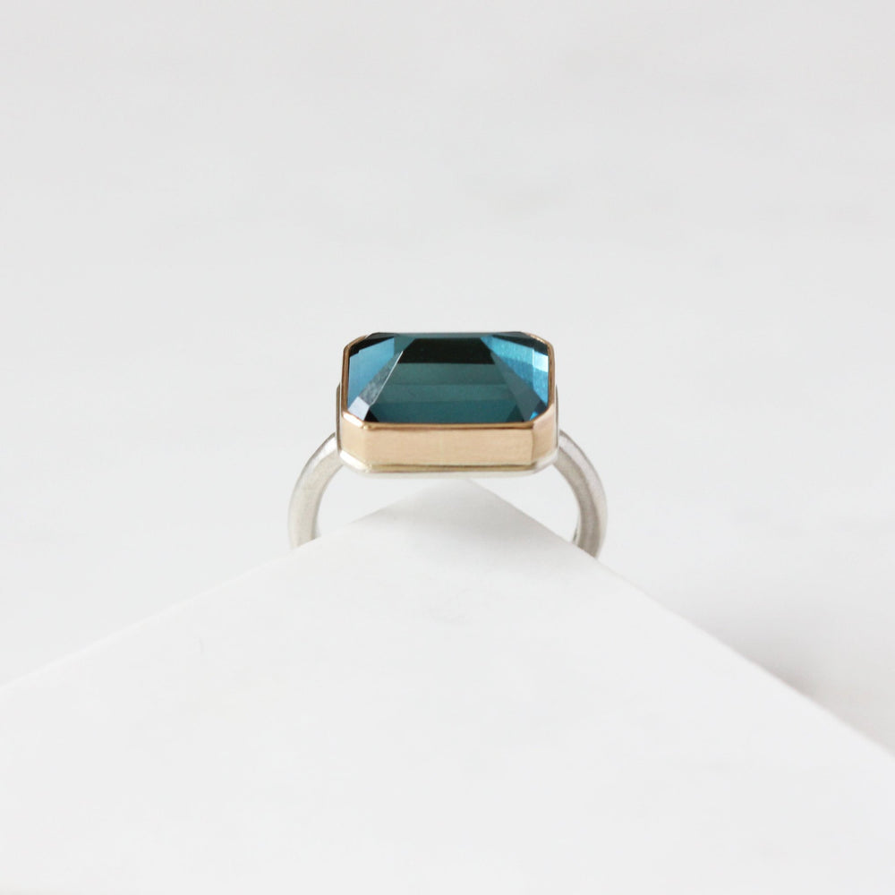 Rectangular Blue Topaz Ring