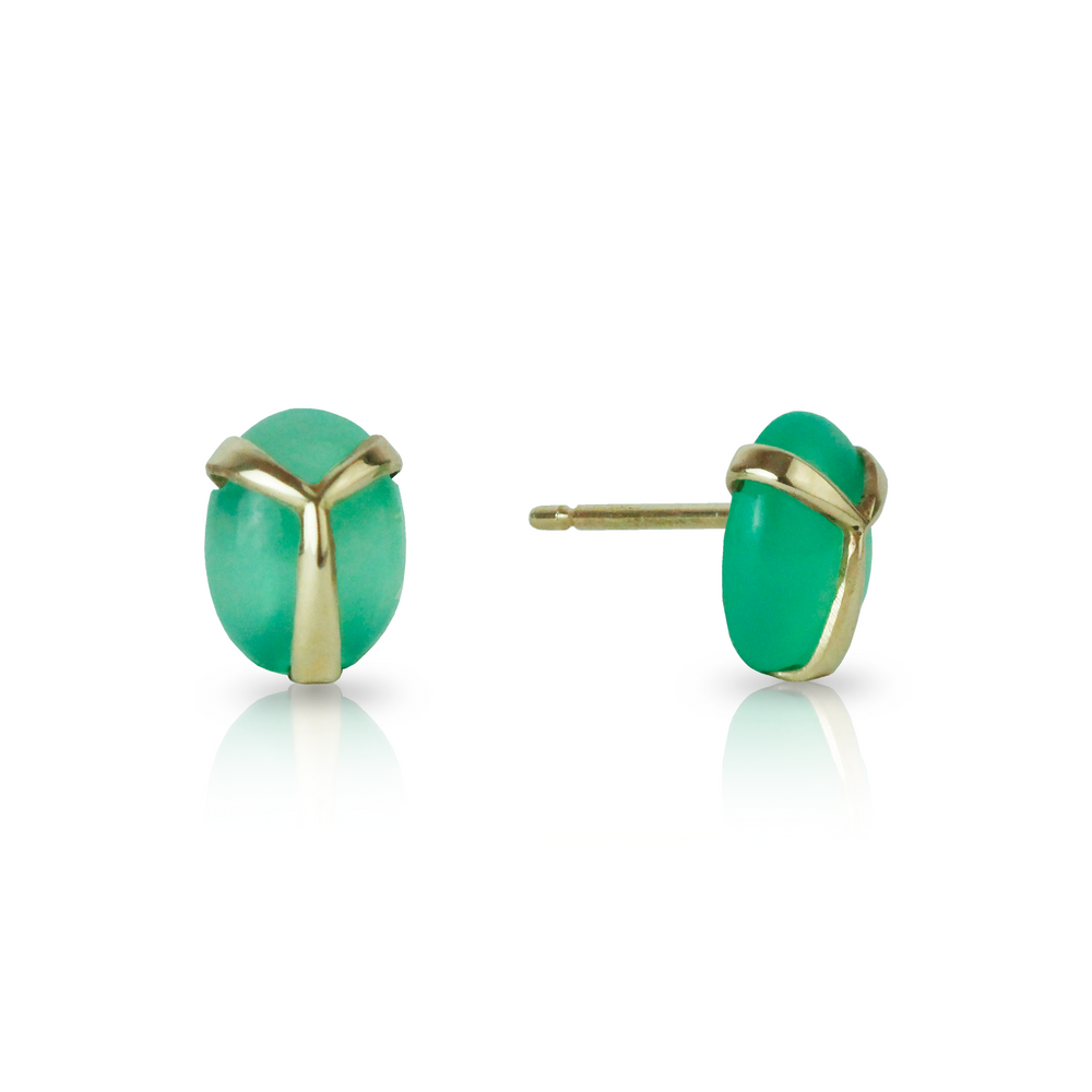 
            
                Load image into Gallery viewer, Chrysoprase Lucky Scarab Studs
            
        