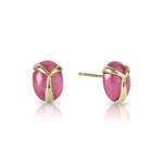 Pink Sapphire Lucky Scarab Studs