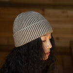 Seafarer Cashmere Beanie - Brown/Cream