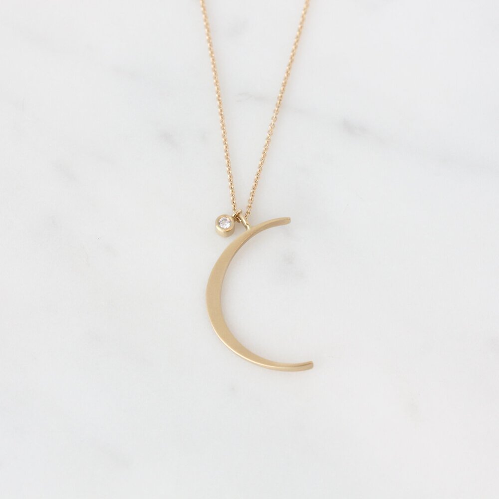 Carla Caruso Crescent Moon Necklace with Diamond