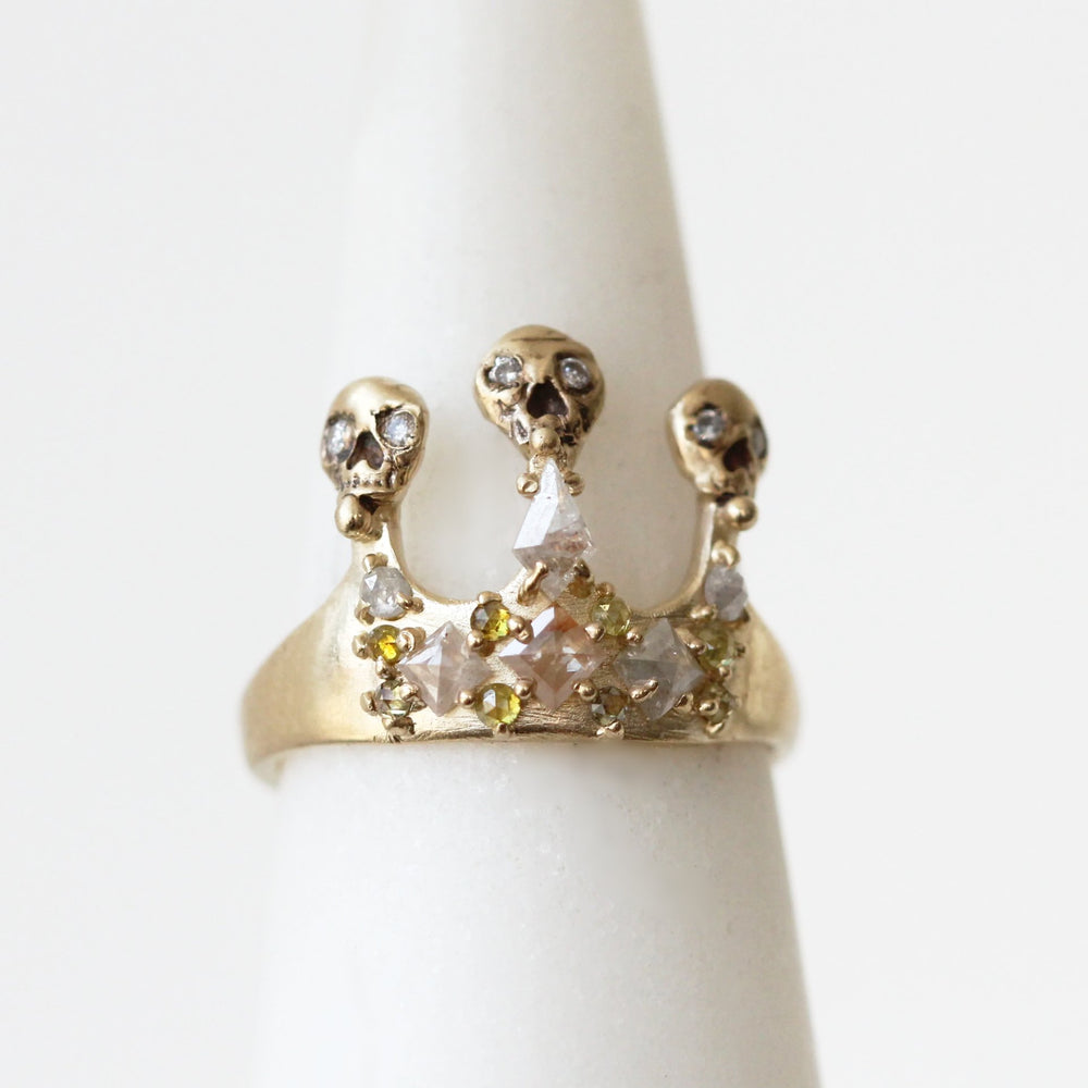 Skull Crown Ring with Diamonds