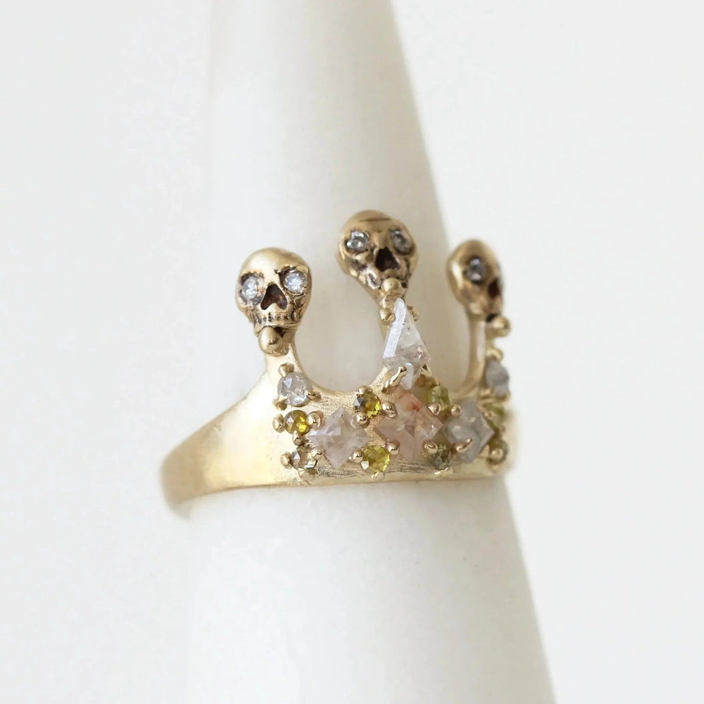 Skull Crown Ring with Diamonds