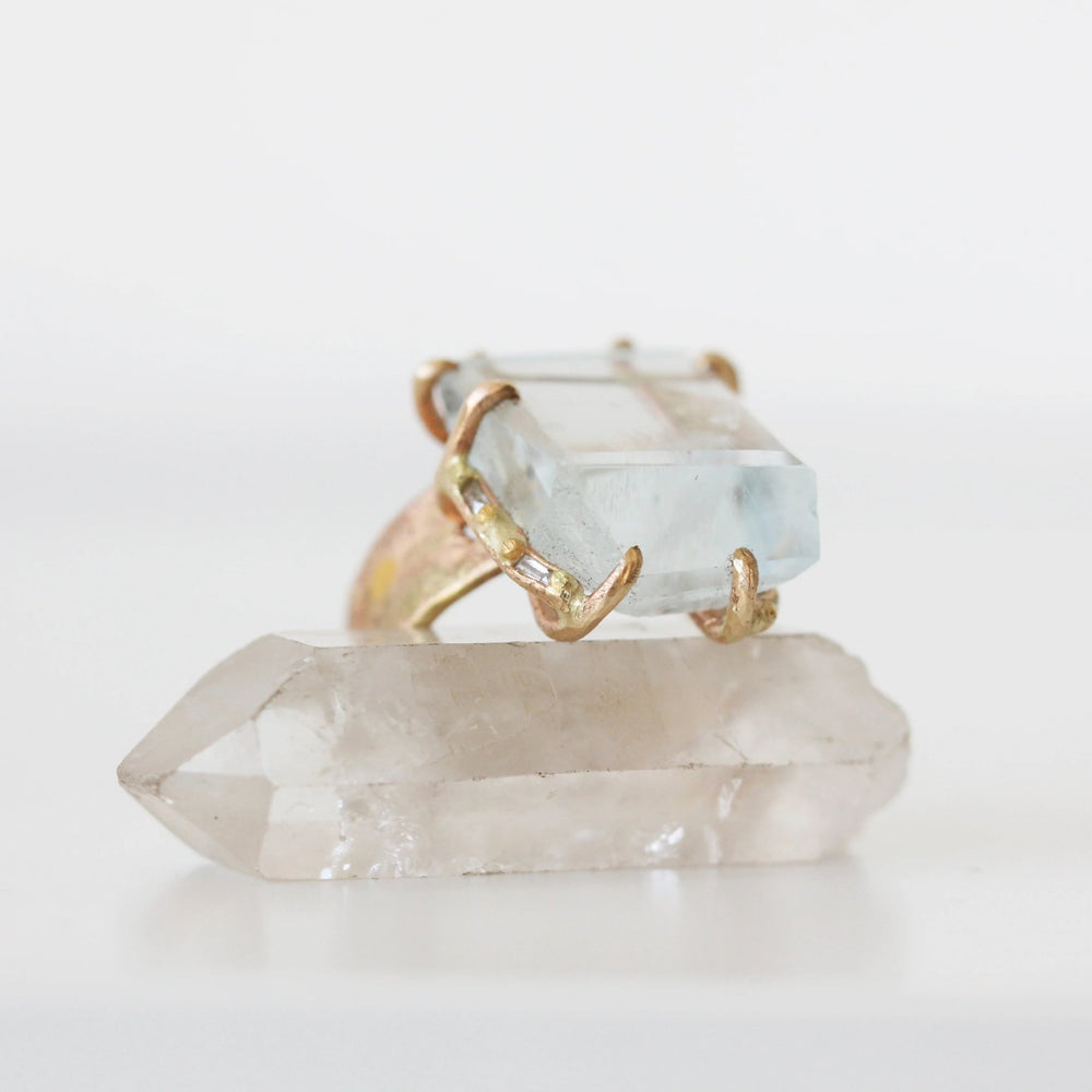 Aquamarine & Baguette Diamond Ring