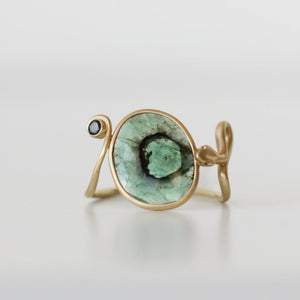 Emerald & Diamond Snakebite Ring