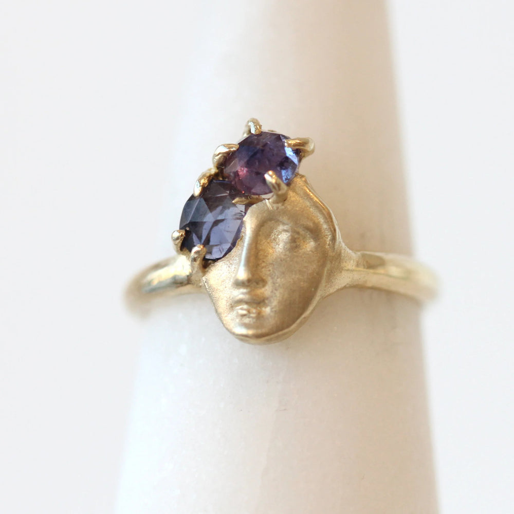 
            
                Load image into Gallery viewer, Fragmented Sybil Ring with Sapphires
            
        