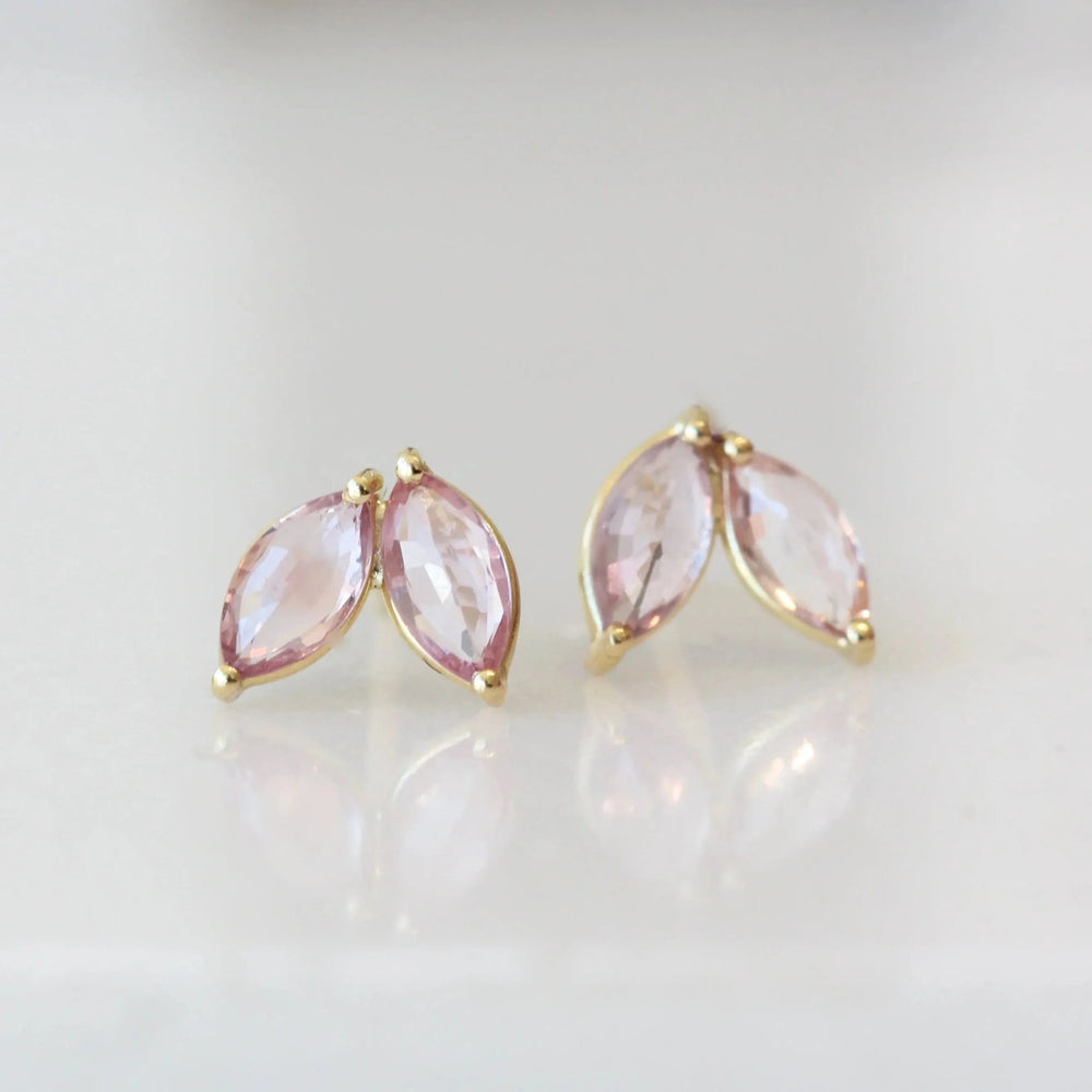 
            
                Load image into Gallery viewer, Ballet Pink Dual Marquis Sapphire Studs
            
        