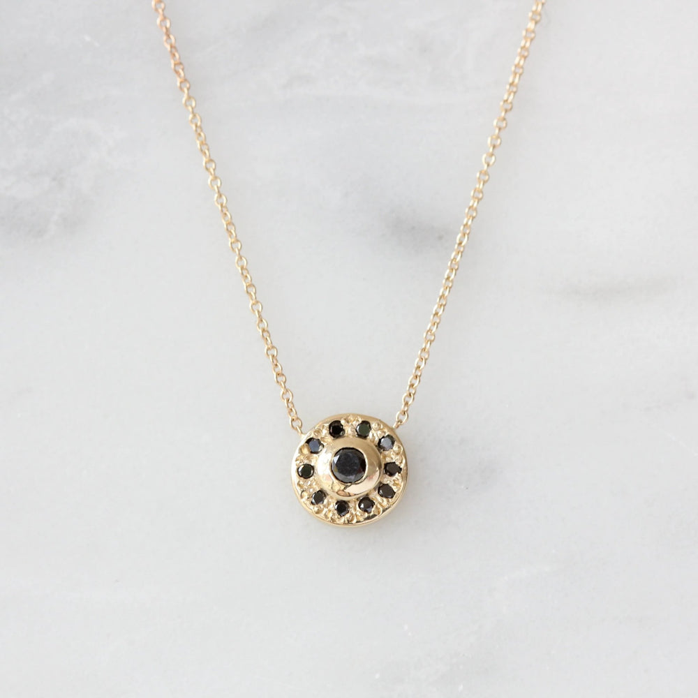 Black Diamond Halo Necklace