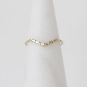 
            
                Load image into Gallery viewer, Artemer Baguette Diamond Chevron band in 18k yellow gold
            
        