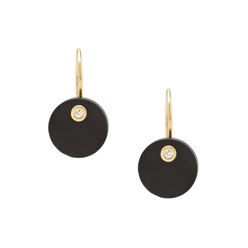 
            
                Load image into Gallery viewer, Carla Caruso Diamond Disc Earrings-Onyx
            
        