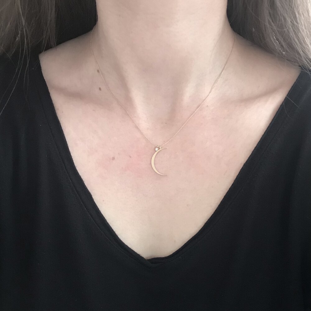 Carla Caruso Crescent Moon Necklace with Diamond
