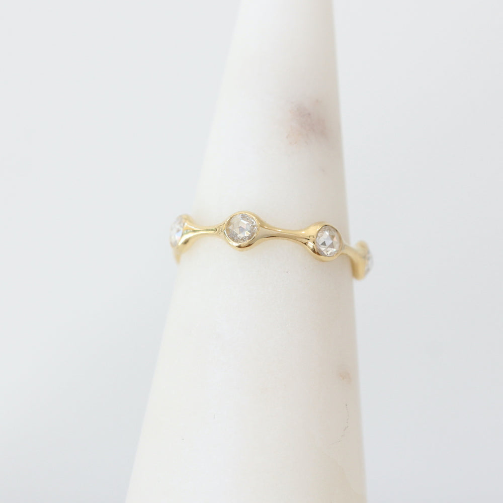 Diana Mitchell rose cut eternity diamond ring in 18k yellow gold