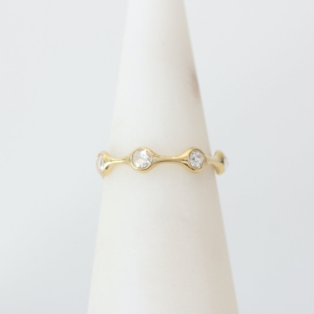 Diana Mitchell rose cut eternity diamond ring in 18k yellow gold