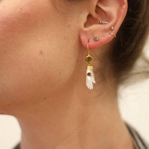 Grainne Morton Hand Hook earrings worn on the body 