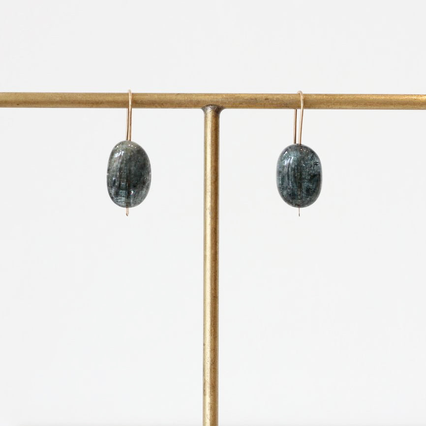 Mary MacGill Gold-filled Moss Aquamarine Hook Earrings